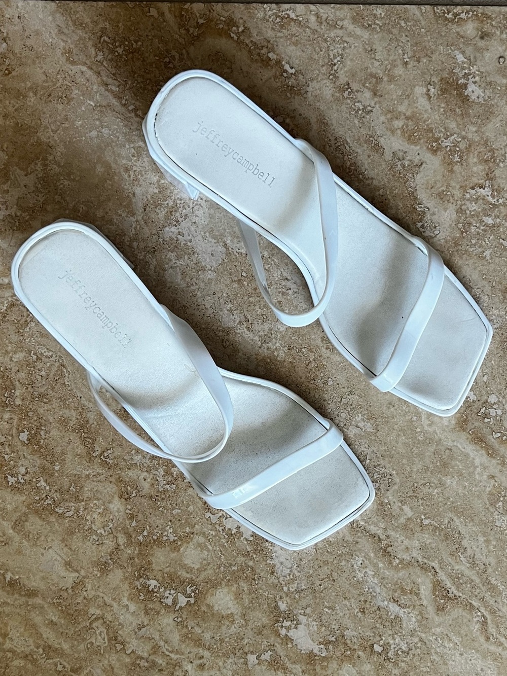 Jeffrey Campbell White Low Block Heel Strappy Sandals Size 10